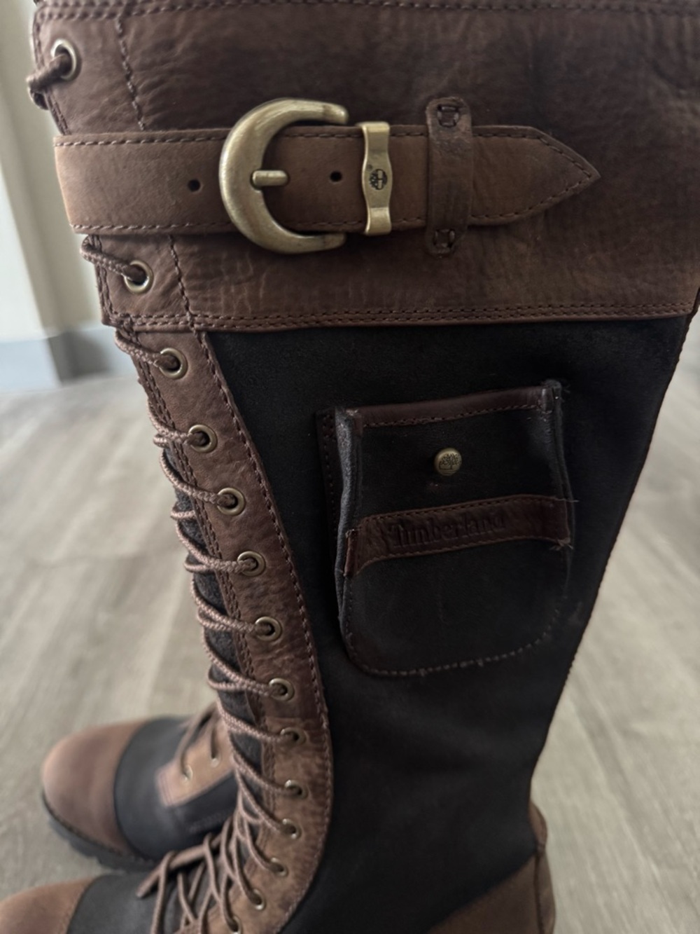 Timberland Earthkeepers Atrus Rugged Snap Brown Leather Tall Lace-Up Boots - Picture 5 of 10